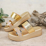Women Wedge Sandals Casual Comfortable Party Shoes Shiny Crystal Wedges Slippers Women High Heels Chunky Platform Sandals Woman