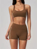 Quick Drying Shaved Tight Yoga Suit for Women Color Contrast Slim Sports Bra High Waist Shorts Running Fitness Suits Tracksuit