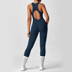 Open Back Racerback Yoga Jumpsuit Women Seamless Butt Lifting High Elastic Gym Workout One Piece Bodysuit