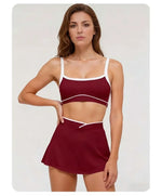 2 Pieces Women's Nude Yoga Set Bra Skirt Tracksuit Running Fitness Sports Set Slim Fit High Waist Beautiful Back Suit