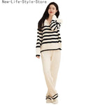Women Winter Half Fleece Pajama Set Thick Warm Long Sleeve Long Pants Cozy Soft Casual Homewear Loungewear Sleepwear Suit