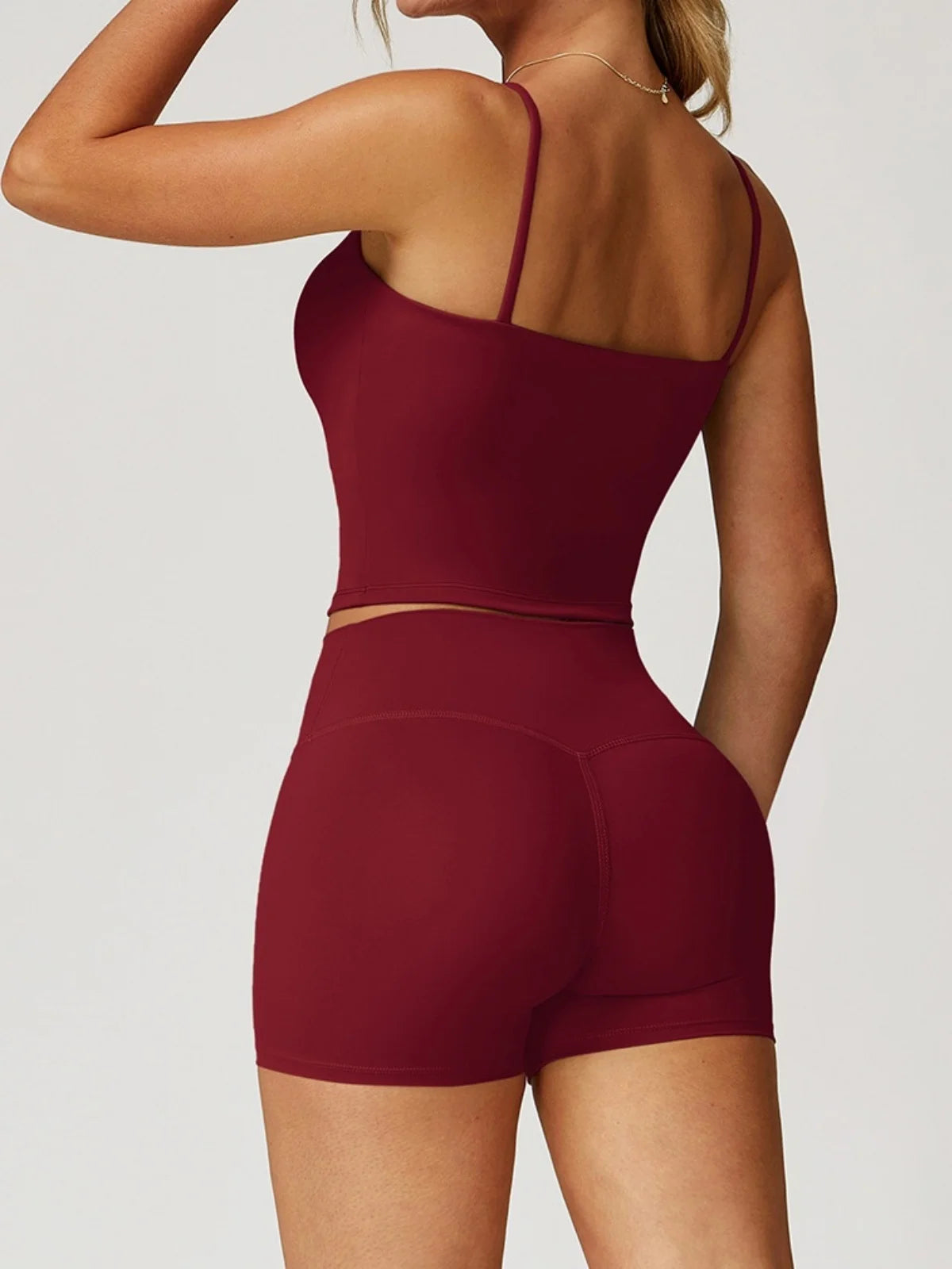 Yoga Shorts Set Women Sports Tank Top with Tight Fitting High Waist Pants Fitness Suit Summer Running Exercise Workout Clothes