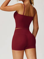 Yoga Shorts Set Women Sports Tank Top with Tight Fitting High Waist Pants Fitness Suit Summer Running Exercise Workout Clothes