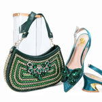 doershow Italian Shoe and Bag Set New 2024 Women Shoes and Bag Set In Italy blue Italian Shoes with Matching BagHTG1-3