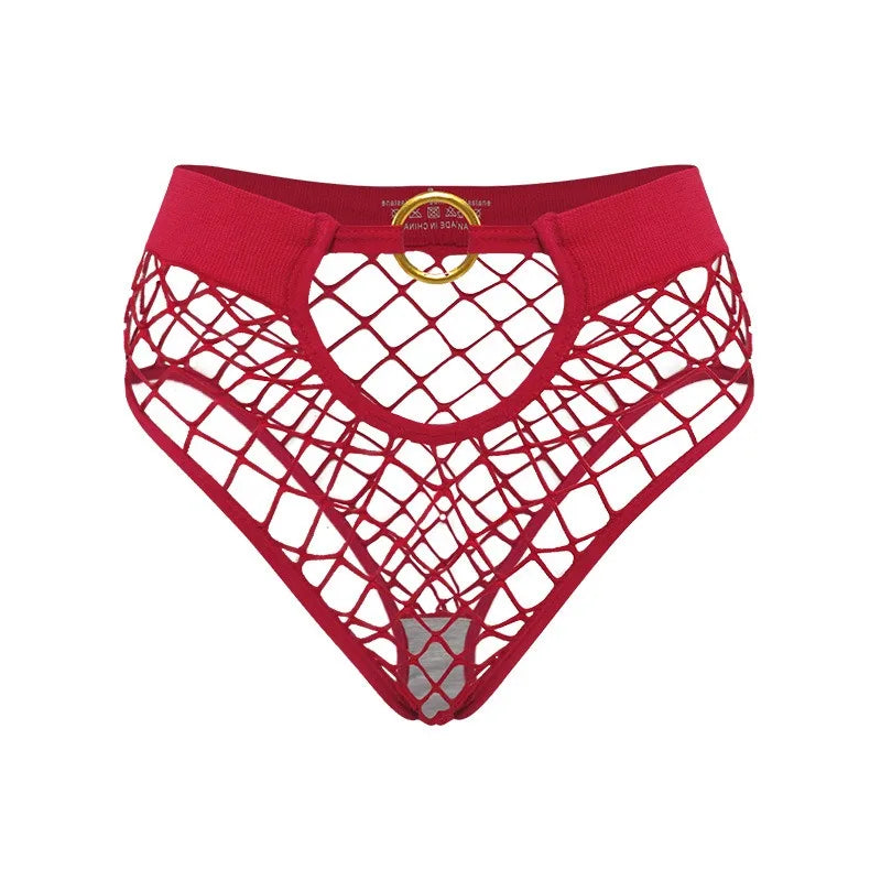 New Style Mesh Sexy Women's Panties Solid Color Mid High Waist Fishnet Lingerie Ladies Hollow Out Transparent Elasticity Briefs