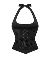 New black tube top hanging neck adjustable corset chest support gathered abdomen waist elastic palace corset.