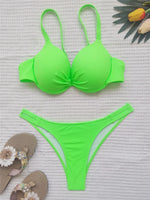 Sexy Red Push Up Swimsuits Women Bikinis Sets 2026 Mujer Swimwear Ruched High Cut Bathing Suit Biquinis Underwire Bikini Bathers