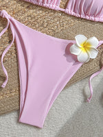 Vintage 3D Flower Thong Bikini Set 2026 Women Summer Fruit Print Cover Up 3 Piece Swimwear Push Up Bra Bathing Suit Swimsuit