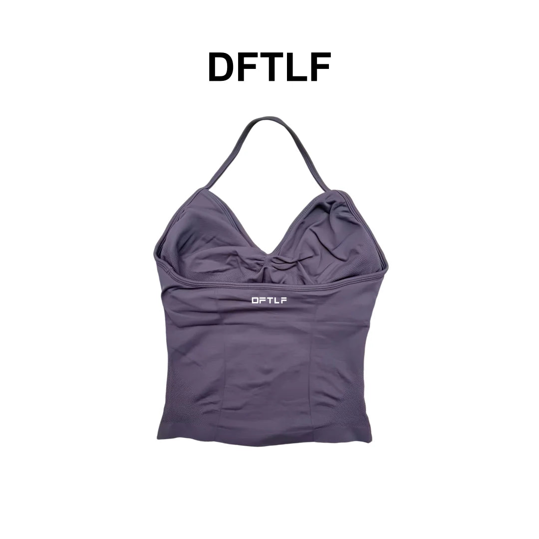 DFTLF Impact Longline Strappy Top Sports Yoga Vest Women Fitness Tank Top Gym Beautiful Open Back Bra Running Workout Halter