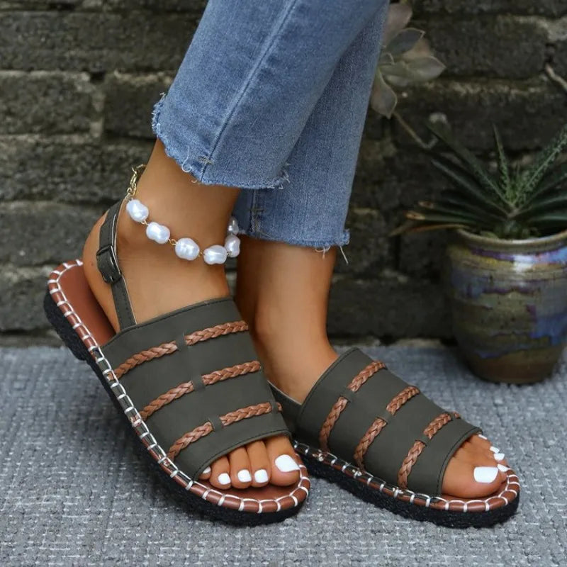 2026 summer new Roman bottom soft sole comfortable not wear feet casual versatile flat sandals female