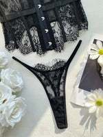 Toucheart Erotic Bodysuit French Retro Black Lace Jumpsuit Women's Sexy Delicate Intimate Seductive Backless Fishbone Shapewear