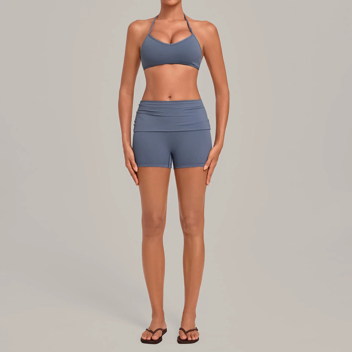 Women's Yoga Suit High Waist Hip Lift Tight-fitting Invisible Fold Sports Gym Halter Neck Suit Fitness Running Workout Yoga Set