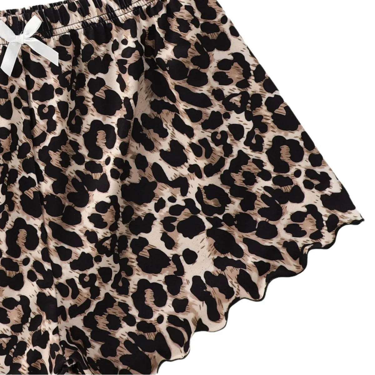 New Women's Pajamas Set Sexy Lingerie Leopard Print Sling Sleepwear V-Neck Sleeveless Top and Shorts Sets Pyjamas Homewear Hot