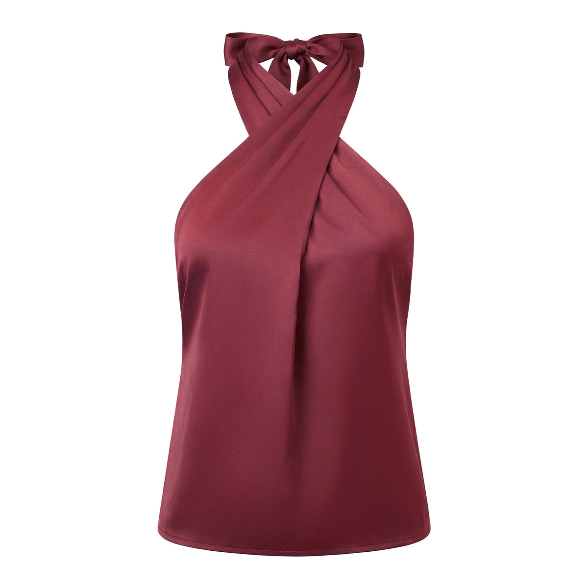 Women Satin Tank Tops Solid Color Backless Sleeveless Cross-criss Halter Vest 2026 Summer Fashion Elegant Top Streetwear