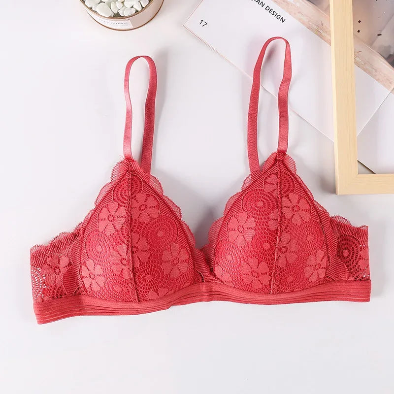 Floral Lace Bras Women Bralette Non-wire Bra Push Up Underwear Back Buckle Brassiere Female Sexy Lingerie