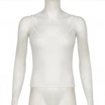 Sexy Spaghetti Strap Tank Tops Fashion Women White Solid Basic Sleeveless Y2K All-Match Crop Top Casual Streetwear Harajuku Tees