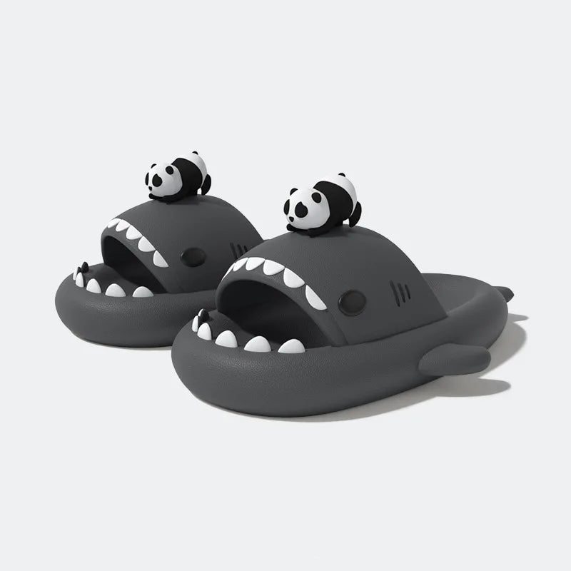 4cm Thick Sole Shark Slippers For Women Men Indoor Beach Slides Cute DIY Night Glowing Lantern Couples Summer Street Sandals