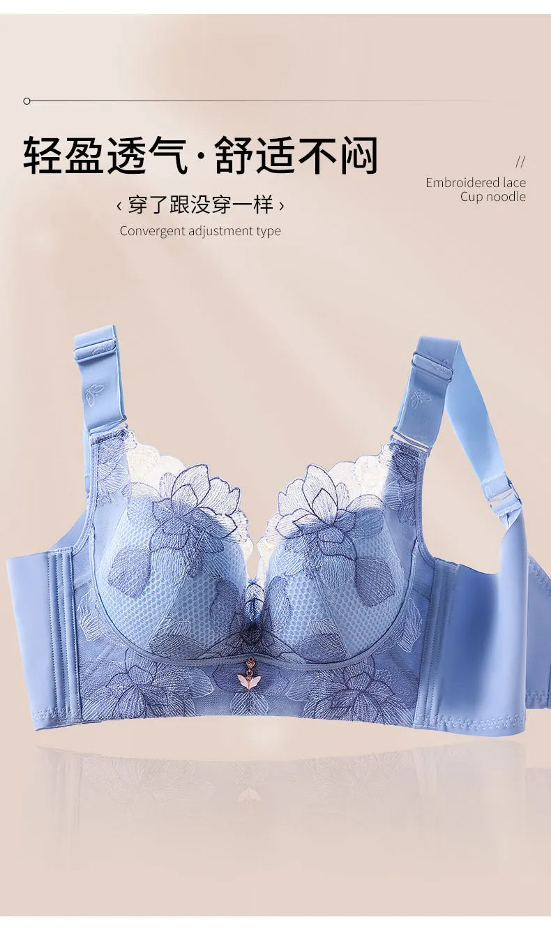 Women's Push up Bras Adjustable New Wireless Bras Women Flower embroidery Bra Underwear Large Size 36-52 CDE Cup Underwear Women