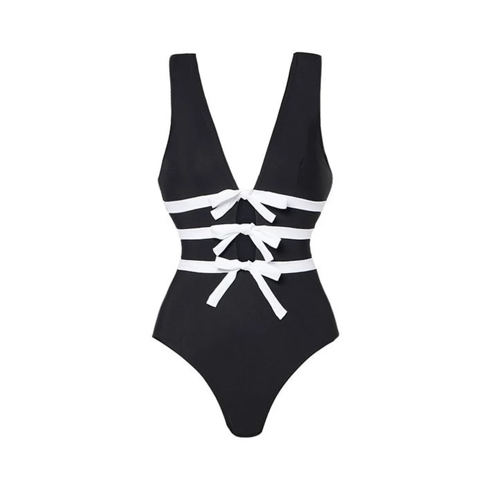 2024 Women Swimwear 2PC Cover-up Swimsuit Ruffle Solid Printed Deep V One-piece Monokini Kimono Bikini Suit Summer Beachwear