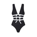 2024 Women Swimwear 2PC Cover-up Swimsuit Ruffle Solid Printed Deep V One-piece Monokini Kimono Bikini Suit Summer Beachwear