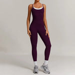 Yoga Jumpsuit Fake two color contrast halter sport jumps Women Push Up Gym Fitness Overalls Sport Outfit Sportswear Clothes 8843