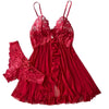 Elegant Transparent Red Lingerie Women's Underwear Sleepwear Lace Nightdress Panty Pijamas Sets Female Babydoll