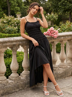 2026 Summer Women Slip Dress Sleeveless Smocked Ruffle Pleated Long Dress for Party Cocktail Out Going Streetwear