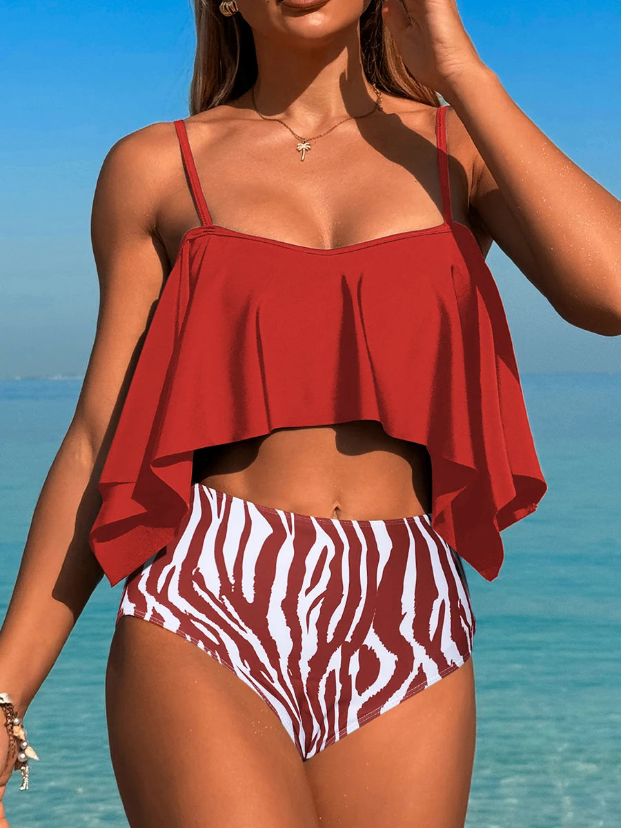 Strappy Bikinis 2026 Ruffle Swimsuit Women Sexy High Waist Swimwear Female Bathers Swimming Bathing Swimming Swim Suit Beachwear