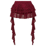 Women's Tiered Lace Ruffle Mini Skirts Asymmetric High Low Hem Gothic Skirts Elastic Waist Sexy Layered Flowy Lace Skirts Y2k