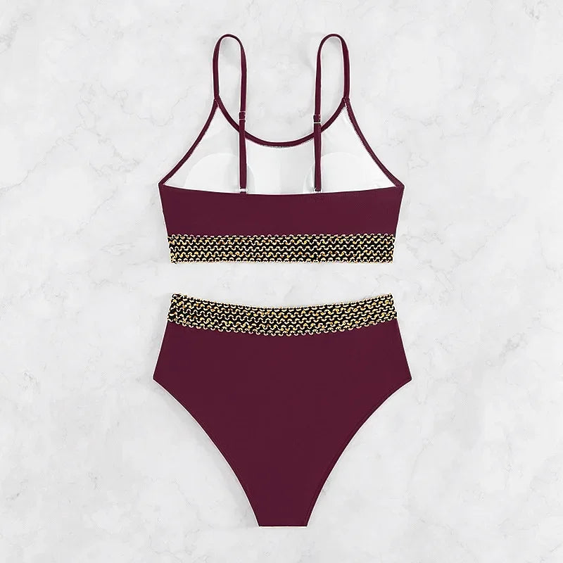 Sexy High Waist Bikini Black 2026 Women Swimsuit Two Pieces Swimwear Female Bikinis Set Purple Bathing Suits Brazilian Biquini