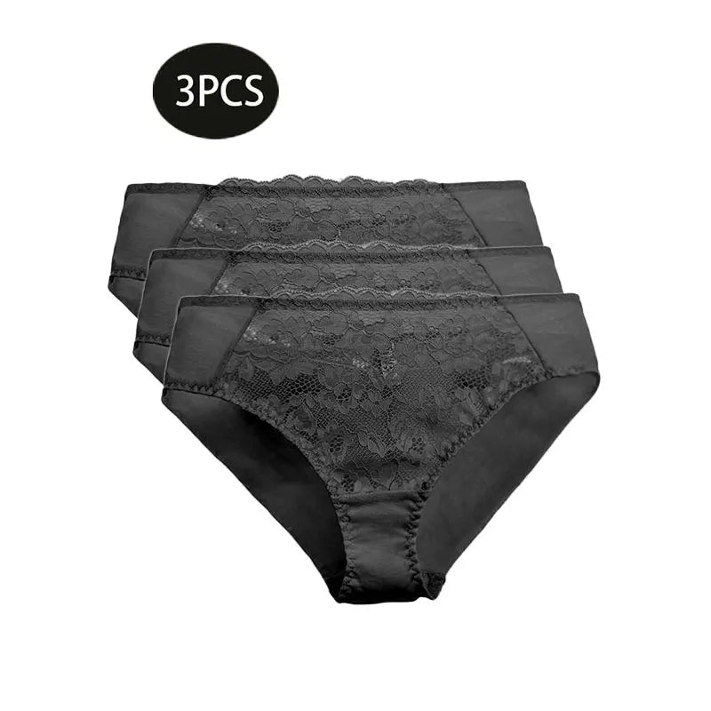 Lace Women's Underwear with Pure Cotton Breathable Crotch, Low-Waist Triangle Panties, Mesh Sexy Underwear, Butt-Lifting