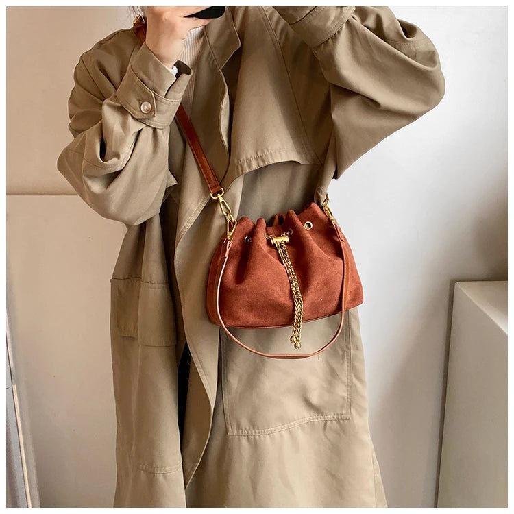 2026 Soft Commuting Crossbody Bags Faux Suede Sewing Hot Sale Bags for WomenThread Solid Color String Women's Handbags