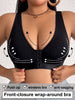 Women Plus Size Bra Thin Full Cup Wireless Front Closure Push‑up Bra Side Support Daily Comfortable Lingerie