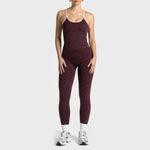 2Pcs Women Leopard Print Yoga Outfit Adjustable Strap Camisole Top High Waist Stretch Leggings Sports Pilates Workout Suit