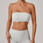 Padded Backless Bandeau Sports Bra Gym Women Crop Tube Top Seamless Yoga Top Sexy Workout Sportswear Push-up Fitness Underwear