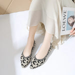Elegant Leopard Knitted Ballet Flats Woman Pointed Toe Mesh Moccasins Ladies Fashion Walking Loafers Slip-on Soft Driving Shoes