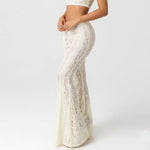 2026 spring and summer slim fit hip-hugging low-waist lace bell-bottom casual pants