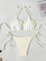 XS - L Halter 3D Flower Bikini Women Swimwear Female Swimsuit Two-pieces Bikini Set High Cut Bather Bathing Suit Swim Beachwear