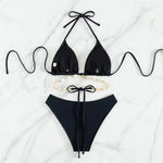 Sexy White Shell String Halter Triangle Bikini Set Women Swimwear Micro Thong Swimsuit Bathing Suit Mini Bikinis 2026 Mujer Swim