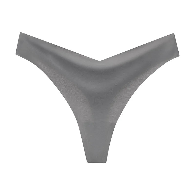 Ice Silk Women Panties G String Sexy Thong Seamless Underwear T Back Candy Color Briefs Girls Low Waist Lingerie Plus Size S-XL