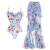 New 2Pcs Ruffle Swimsuit Women Sexy Bikini Strappy Swimwear Floral Bikini Push Up Biquini Female Bathingsuit Slimming Beachwear