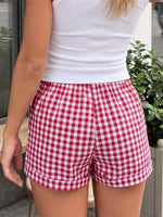 Summer Women's Loose Plaid Shorts Elastic Waist Wide Leg Shorts with Pockets Daily Lounge Casual Going Out Short Pants