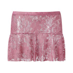 Summer Women Mini Skirts Floral Lace Sheer Elastic Waist A-line Skirt for Beach Vacation Club Cover-ups Streetwear