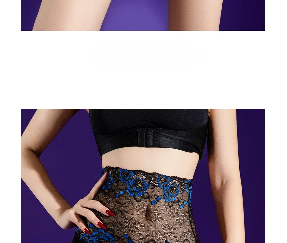 High Lace Waist Sexy Panties 5D Oil Shiny Glossy Sheer See Through Boxers Package Hip Boyshort Woman Safety Shorts Underwear