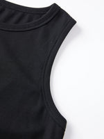 Summer Women's Tank Tops Rhinestone Printed Sleeveless Round Neck Ribbed Vest for Beach Club Daily Out Going Wear
