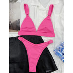 Sexy High Leg Cut Ribbed Bikini Women Swimwear Female Swimsuit Two-Pieces Bikini Set Padded Bather Bathing Suit Swim Lady V3255
