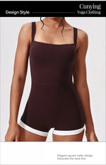 Women's Seamless Yoga Jumpsuit - Quick-Dry Color Block Naked Feel Bodysuit & Cut-Out Backless Straps for Running Fitness Workout