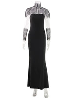 Ahagaga Sexy Women's Maxi Dresses With Lace Shawl Solid Strapless Sheath Slim Fit Fashion Gloves Summer Female Party Vestidos