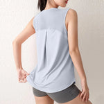 Women's Loose Quick-Dry Sports Tank Top New Yoga Training Vest Sleeveless Fitness Summer Top Running Exercise Cover-Up