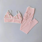 2PCS High Waisted Sports Bra Set with Contrasting Small Suspender Tight Fitting Hip Lifting Training Bra And Pants